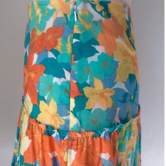 Nicole Miller | Beautiful Vibrant Floral | Tiered Cotton Skirt | 8 | EUC - Picture 4 of 5